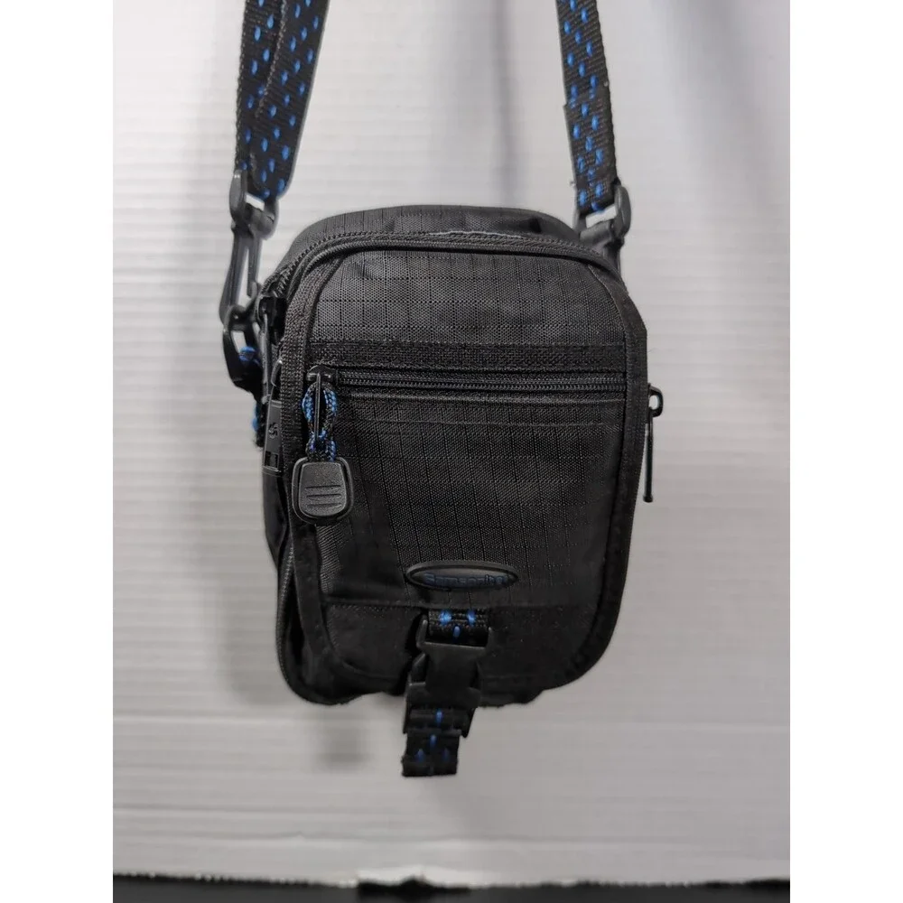 SAMSONITE PADDED CROSSBODY CAMERA BAG/ CASE/PURSE WITH COMPARTMENTS BLACK EUC